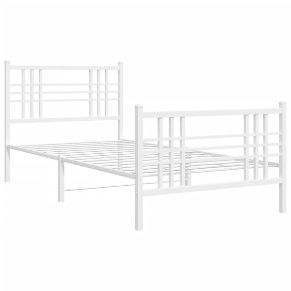 vidaXL Bedframe met hoofd- en voeteneinde metaal wit 90x200 cm