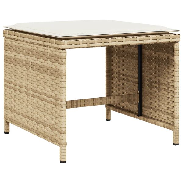 vidaXL Tuinkrukken 4 st met kussens 40x40x35 cm poly rattan beige