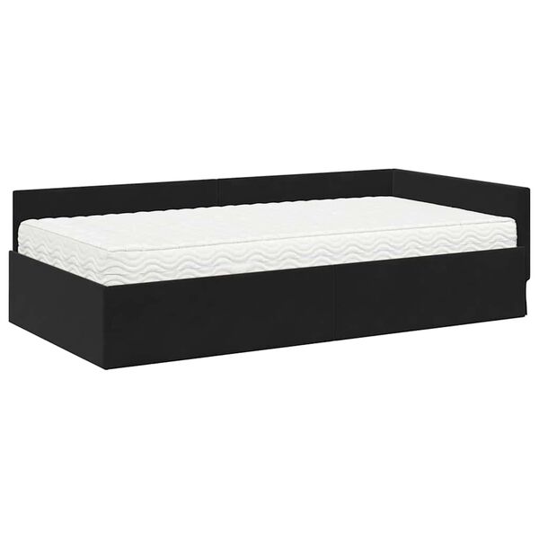 vidaXL Hoekbedframe met Matras Anders 2 pcs Zwart Fluweel