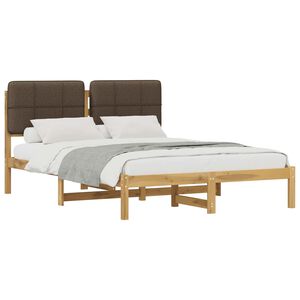 vidaXL Bedframe met gestoffeerd hoofdbord Whitewash en taupe
