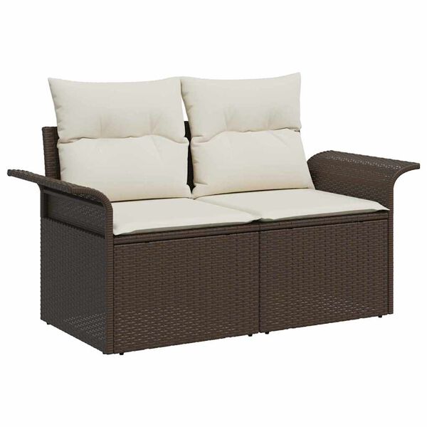 vidaXL Tuin Sofa Set met kussen met opslag 5 pcs Bruin Poly riet