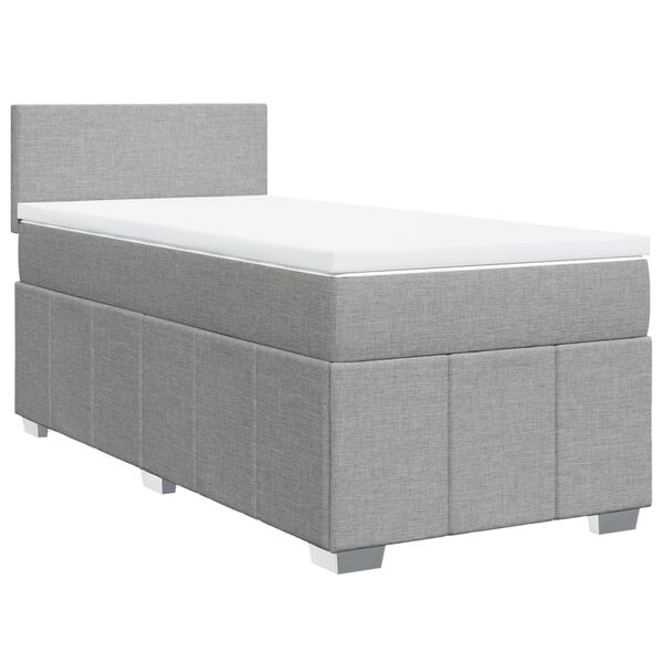 vidaXL Boxspring met matras stof lichtgrijs 90x190 cm