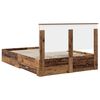 vidaXL Bedframe met hoofdeinde Oudhout 135 x 190 cm Bewerkt hout