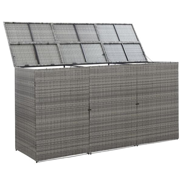 vidaXL Containerberging driedubbel 229x78x120 cm poly rattan antraciet
