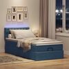 vidaXL Bed poef met matras en LED's 100x200 cm stof blauw