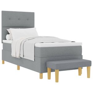 vidaXL Boxspring bed met hoofdeinde Lichtgrijs 200 x 80 cm Stof