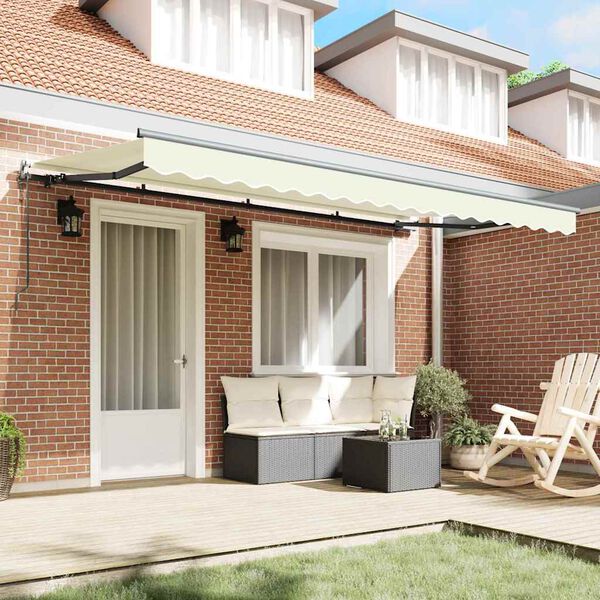 vidaXL Inklapbaar Zonnescherm Cr&egrave;me 400 x 200 cm Stof