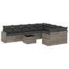 vidaXL 10-delige Loungeset met kussens poly rattan grijs