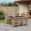 vidaXL 7-delige Tuinset met kussens poly rattan gemengd beige