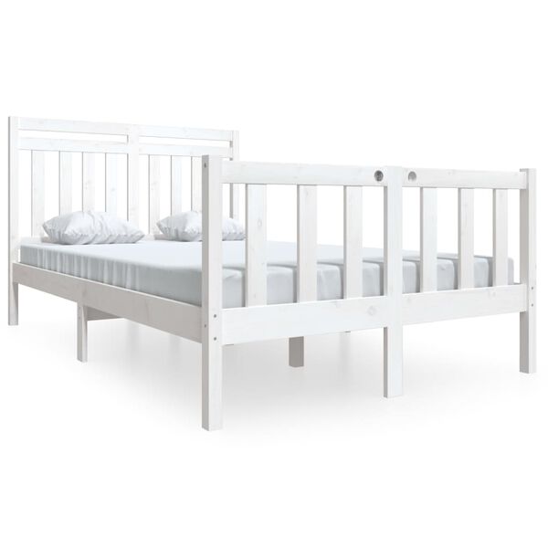 vidaXL Bedframe massief hout wit 140x190 cm
