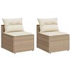 vidaXL Tuinbanken 2 st zonder armleuning met kussens poly rattan beige