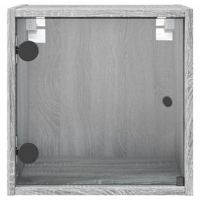 vidaXL Nachtkastjes met glazen deuren 2 st 35x37x35 cm grijs sonoma