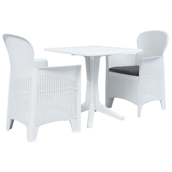 vidaXL 3-delige Bistroset kunststof rattan wit