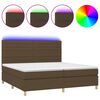 vidaXL Boxspring met matras en LED stof donkerbruin 200x200 cm
