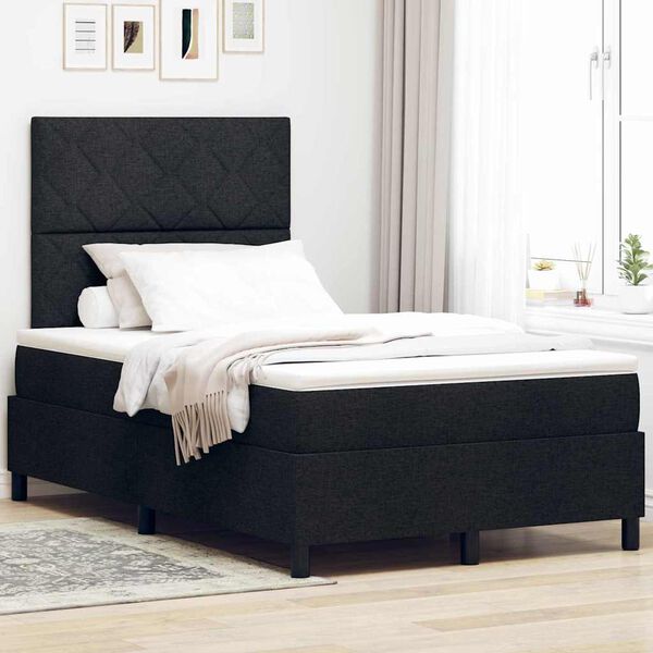 vidaXL Boxspringbed met matras met hoofdeinde Zwart 120 x 190 cm Stof