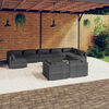 vidaXL 10-delige Loungeset met kussens poly rattan grijs