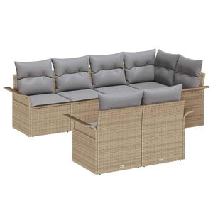 vidaXL Tuin Sofa Set met kussen 7 pcs Beige poly rattan