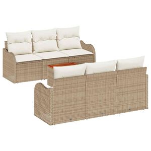 vidaXL Tuinbankenset 7 st Beige poly rattan