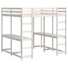 vidaXL Hoogslaper met bureau en ladder grenenhout wit 180x200 cm