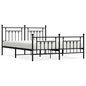 vidaXL Bedframe met voetbord zonder matras metaal zwart 160x200 cm