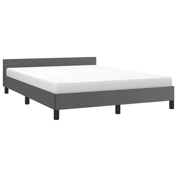 vidaXL Bedframe met hoofdeinde zonder matras 140x190 cm grijs