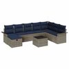 vidaXL Tuin Sofa Set met kussen 9 pcs Grijs en Marineblauw poly rattan