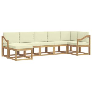 vidaXL Buiten bankenset 7 st 7-zits Wit en cr&egrave;mekleurig Polyester
