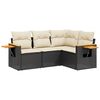 vidaXL 4-delige Loungeset met kussens poly rattan zwart