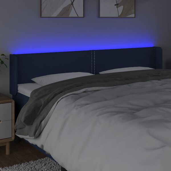 vidaXL Hoofdbord LED 203x16x78/88 cm stof blauw