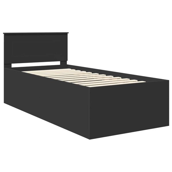 vidaXL Bedframe met hoofdeinde Zwart 120 x 200 cm Bewerkt hout