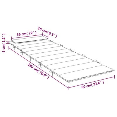 vidaXL Ligbedkussen 180x60x3 cm oxford stof grijs