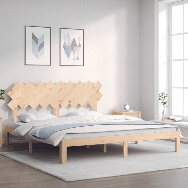 vidaXL Bedframe met hoofdbord massief hout