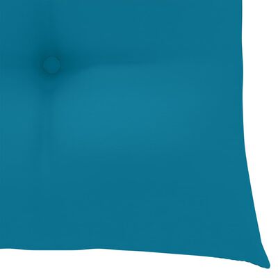 vidaXL Schommelstoel met lichtblauw kussen massief teakhout