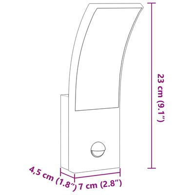 vidaXL Buitenwandlamp LED met sensors gegoten aluminium wit