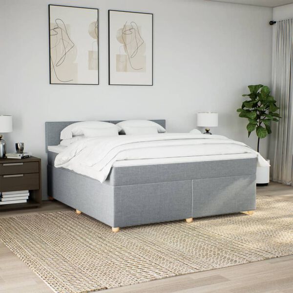vidaXL Boxspring met matras stof lichtgrijs 180x200 cm