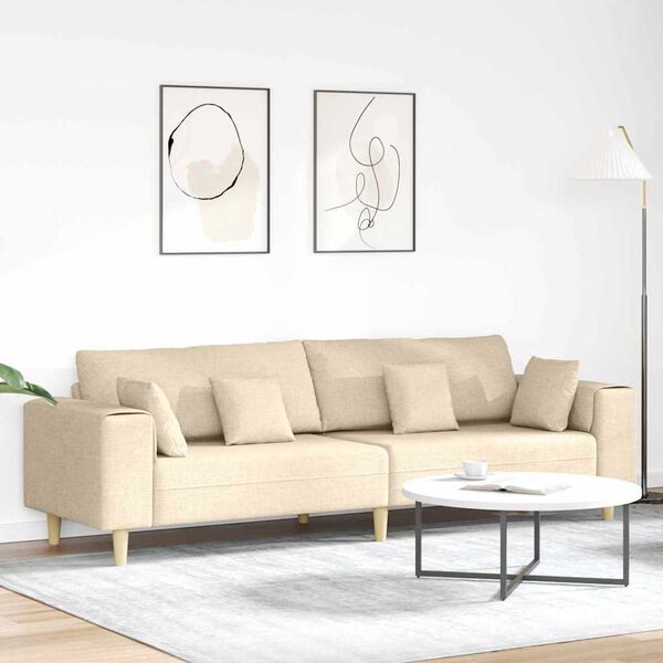 vidaXL Bank met kussen Cr&egrave;me 250 x 77 x 76 cm Stof