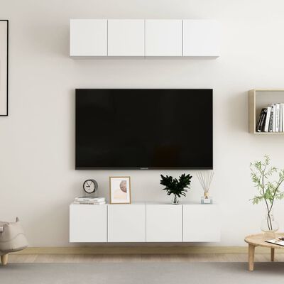 vidaXL Tv-meubelen 4 st 60x30x30 cm bewerkt hout wit