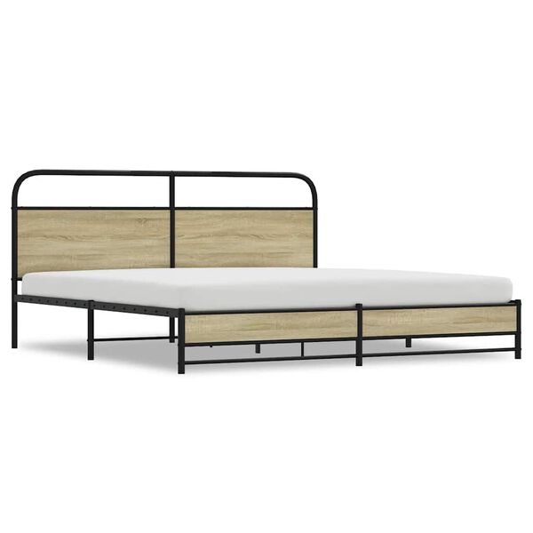 vidaXL Bedframe zonder matras metaal sonoma eikenkleurig 193x203 cm