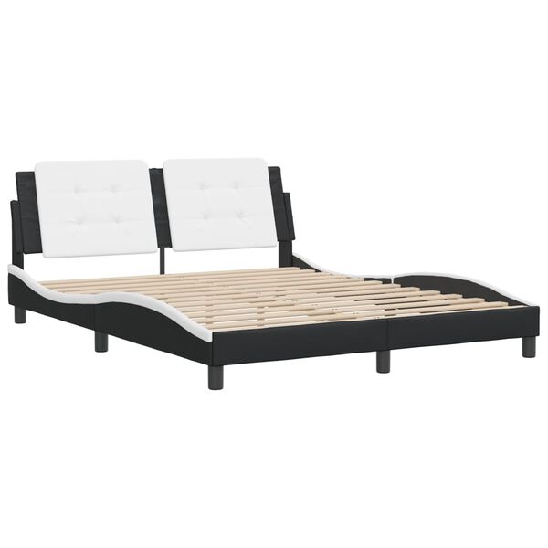 vidaXL Bedframe zonder matras "Zadar" kunstleer zwart en wit 160x200 cm