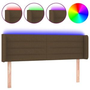 vidaXL Hoofdbord LED 147x16x78/88 cm stof donkerbruin