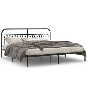 vidaXL Bedframe met hoofdbord metaal zwart 193x203 cm