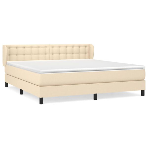 vidaXL Boxspring met matras stof cr&egrave;mekleurig 160x200 cm