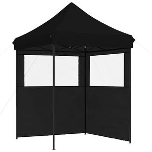 vidaXL Partytent inklapbaar pop-up met 2 zijwanden zwart