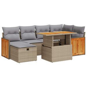 vidaXL 8-delige Loungeset met kussens poly rattan beige