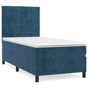 vidaXL Boxspring met matras fluweel donkerblauw 80x200 cm