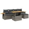 vidaXL 6-delige Loungeset met kussens poly rattan grijs