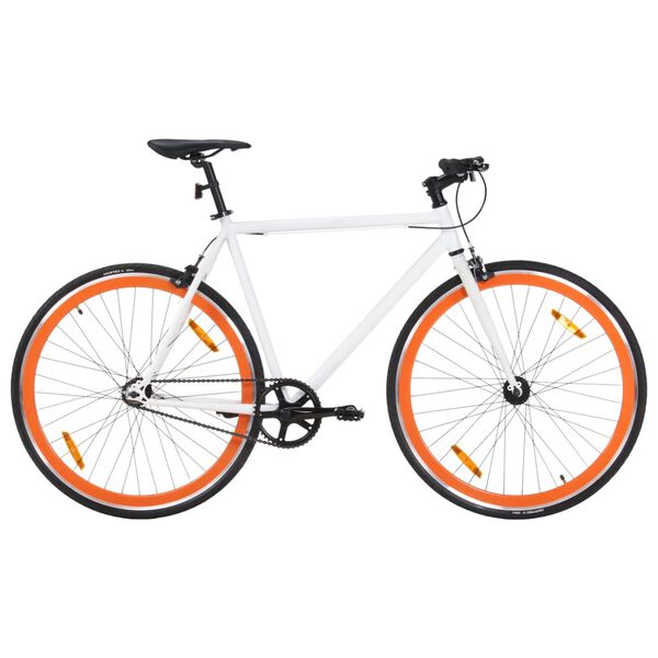 vidaXL Fiets met vaste versnelling 700 c 51 cm wit en oranje