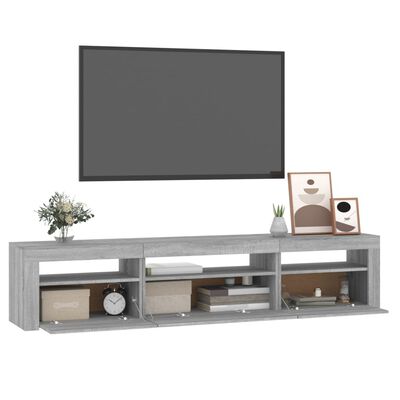 vidaXL Tv-meubel met LED-verlichting 195x35x40 cm grijs sonoma eiken