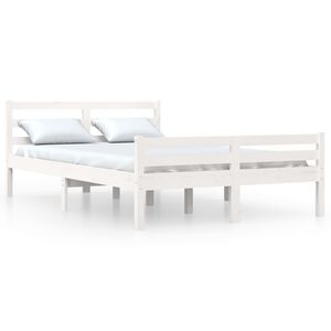 vidaXL Bedframe massief hout wit 135x190 cm