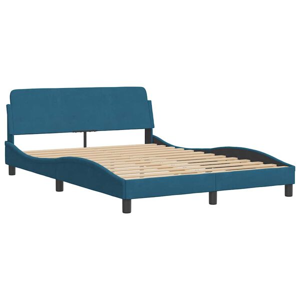 vidaXL Bedframe zonder matras "Hanko" fluweel blauw 140x190 cm